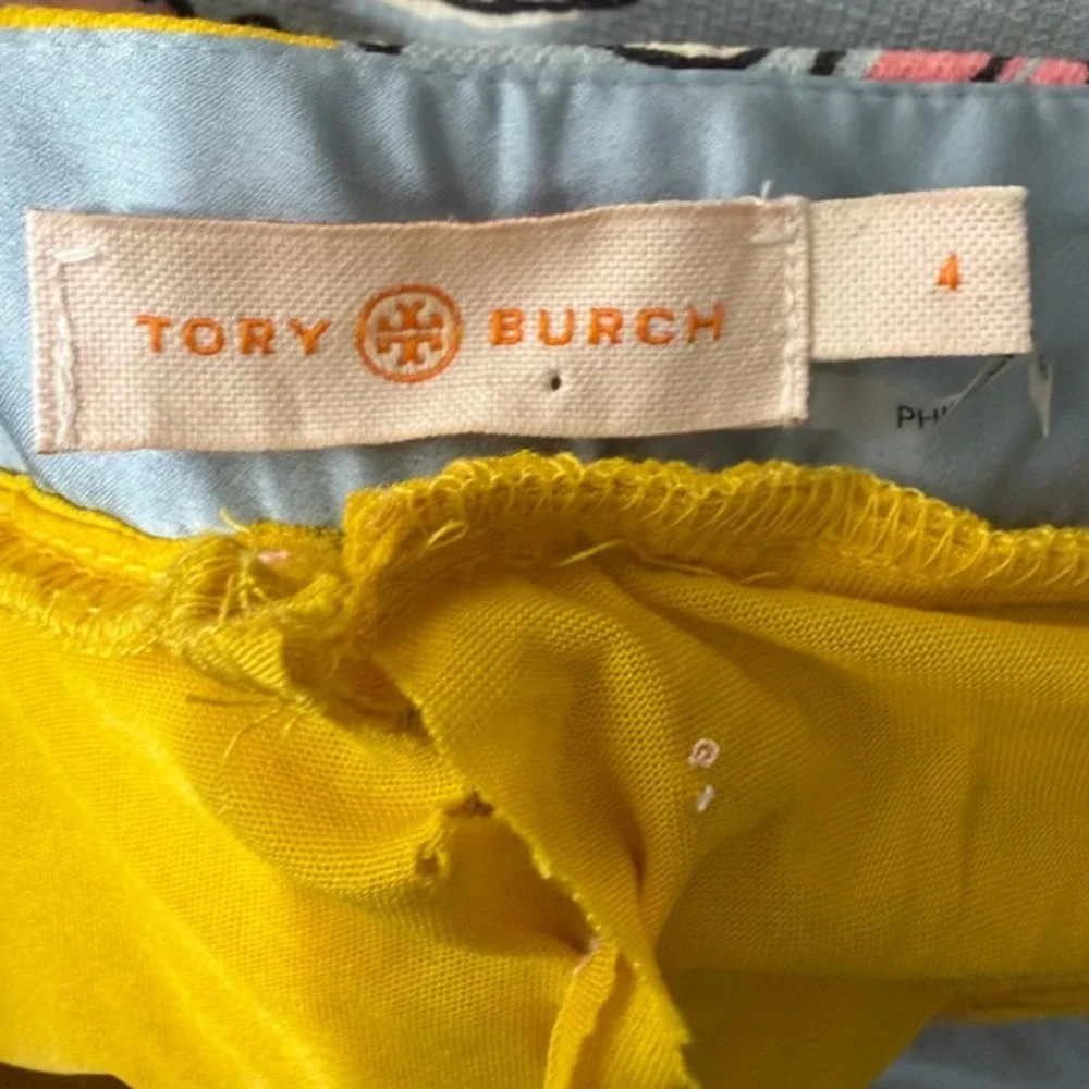 Tory Burch Upcycled Floral Maxi Skirt with Yellow Tulle Godet Slit Size 4